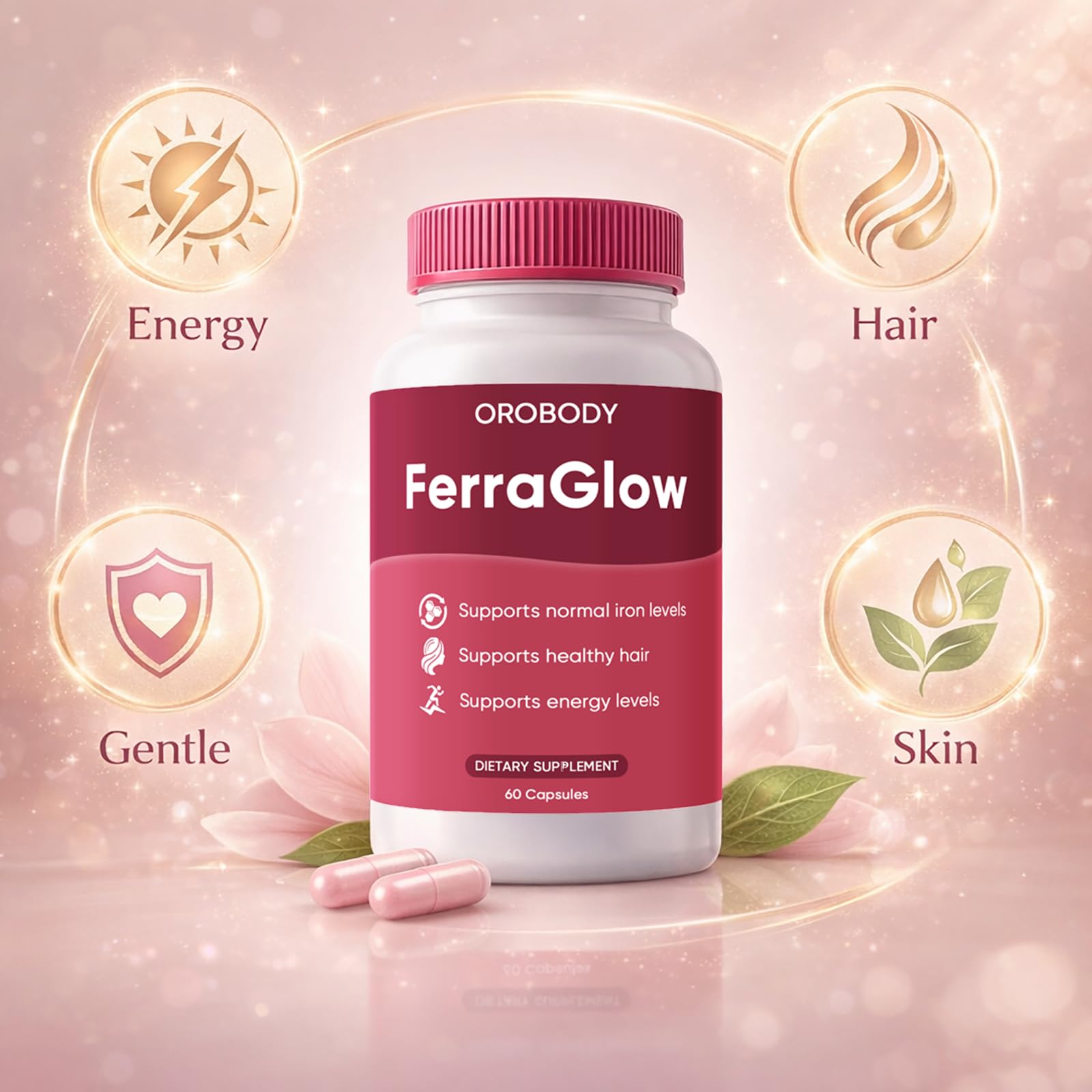 FERRAGLOW Fer bisglycinate – capsule et focus sur absorption douce.