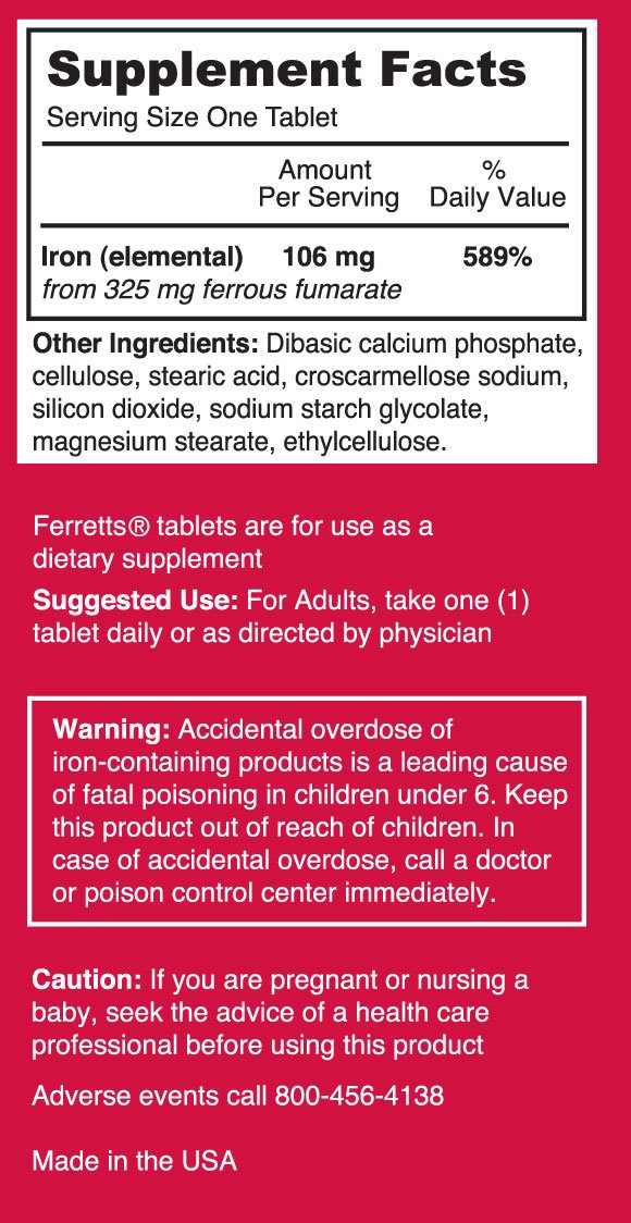 Prise quotidienne des Ferretts 106 mg, routine énergie et bien-être.