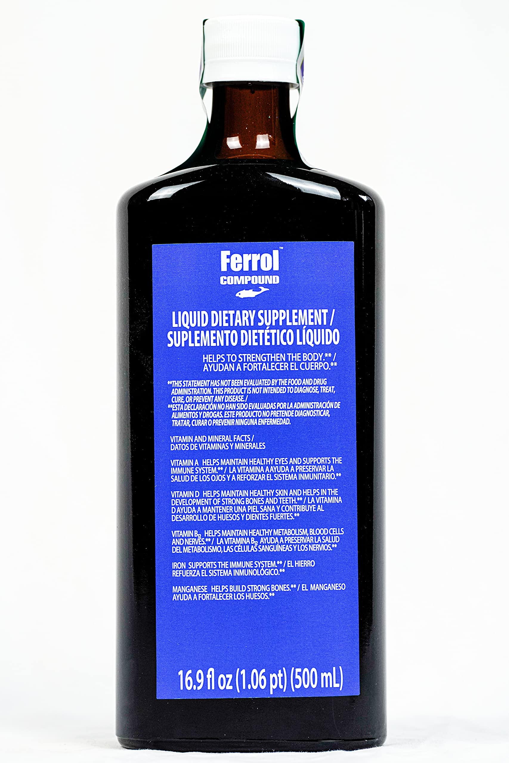 Ferrol Compound bouteille ouverte prête à verser dans un verre.