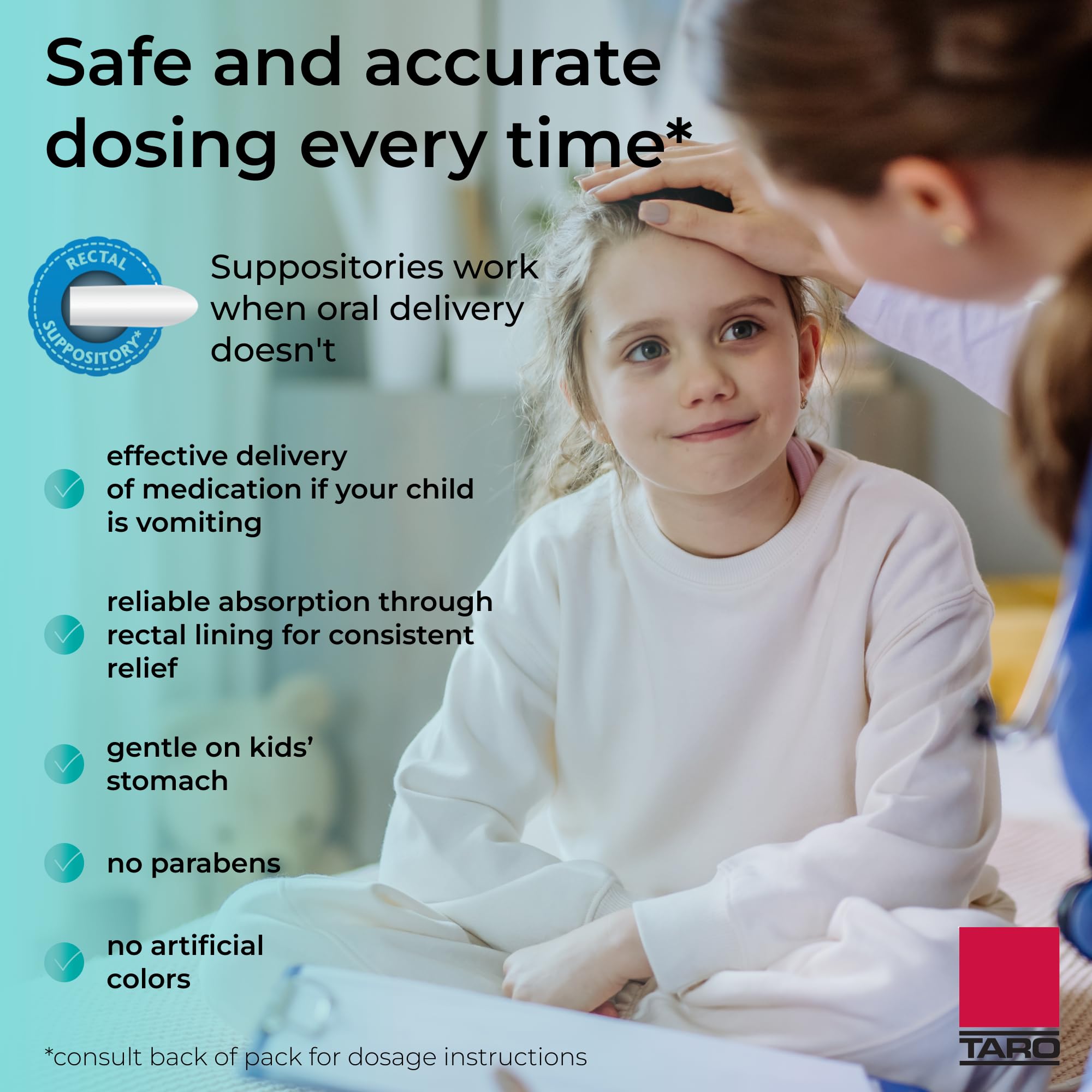 Application rectale pratique Feverall pour un dosage fiable chez les enfants.