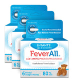 FeverAll boîte emballage montrant le pack pratique de 3 suppositoires
