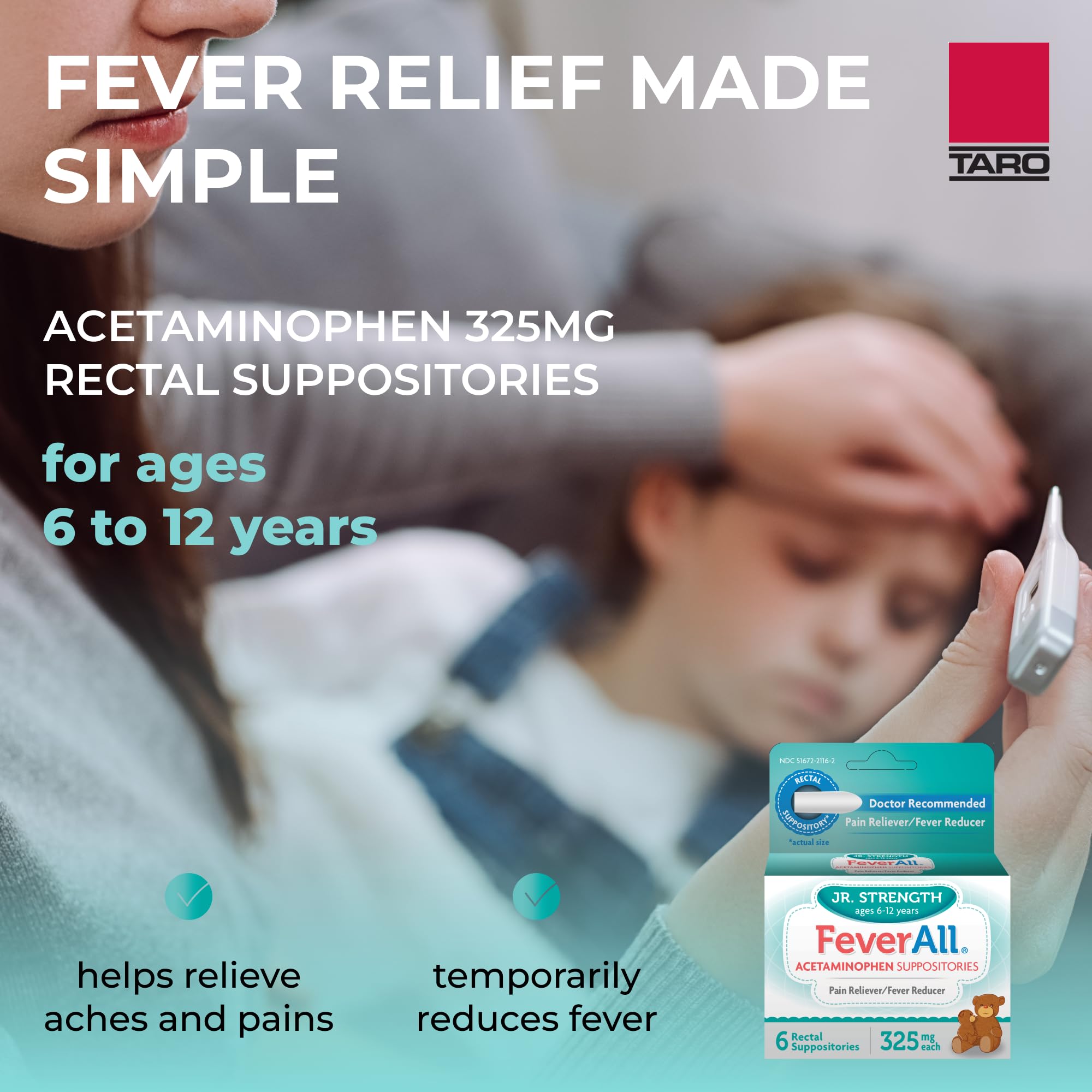Feverall 325 mg en suppositoire, dosage précis pour les enfants.