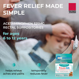Feverall 325 mg en suppositoire, dosage précis pour les enfants.