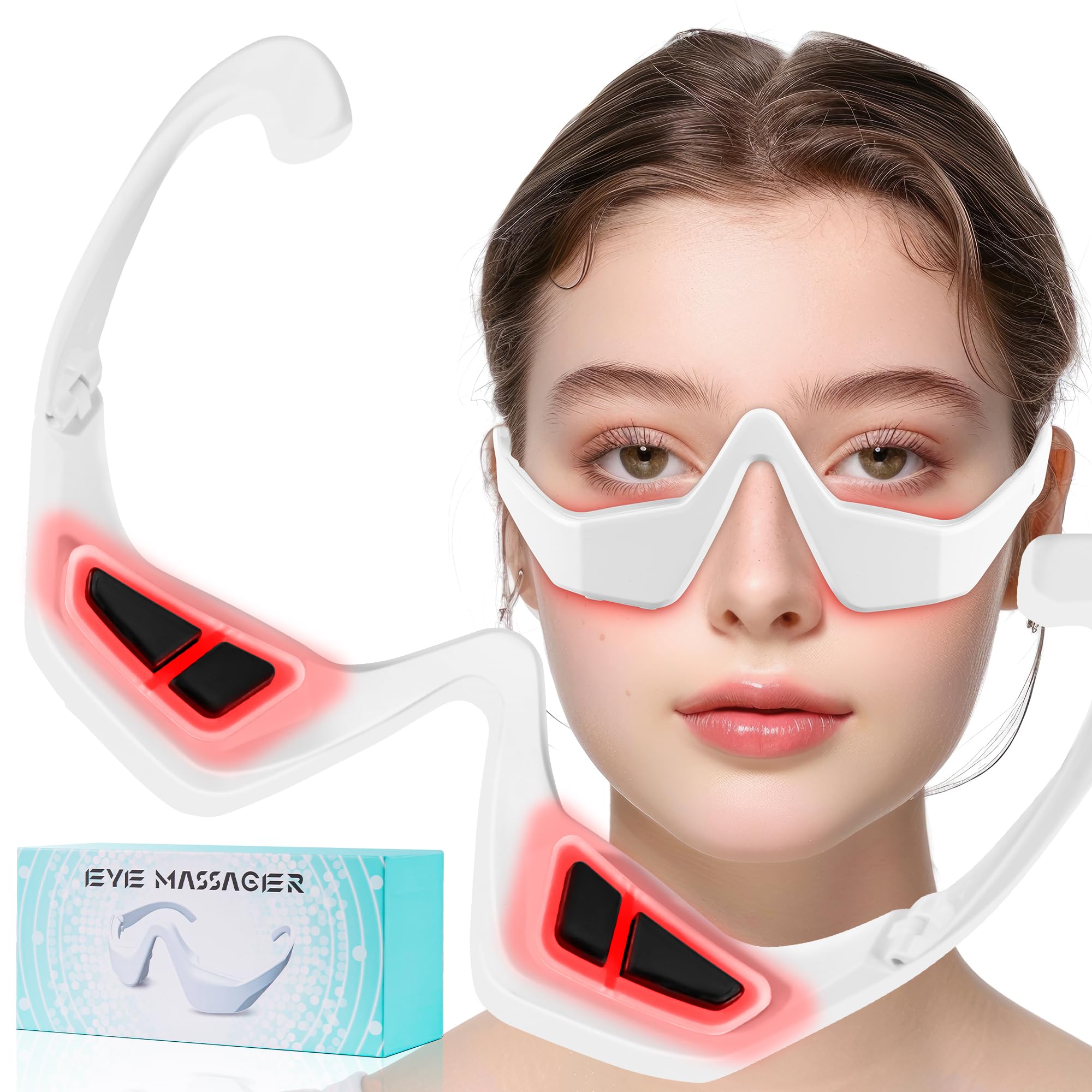 FGHJU Lunettes massage oculaire microcourant, stimulent la circulation et détendent les yeux.