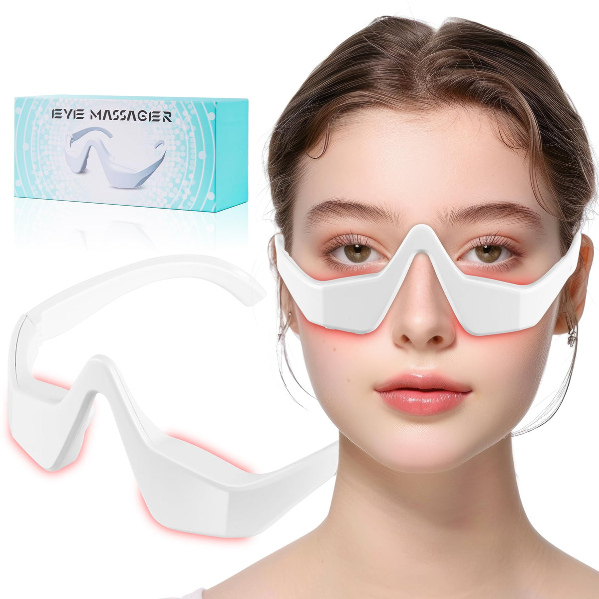 FGHJU Lunettes thérapie lumière rouge pour les yeux, favorisent relaxation et soin du contour.