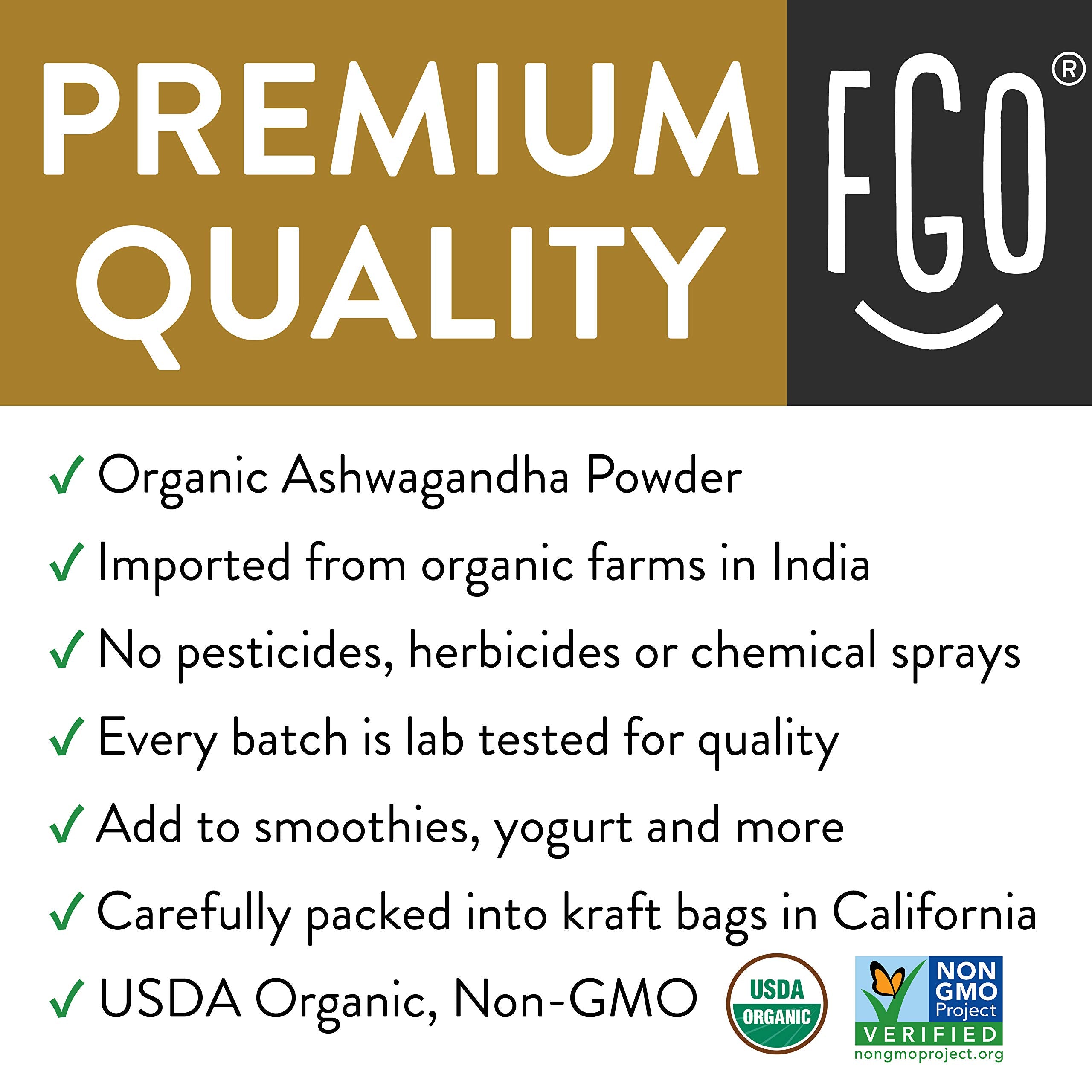 Poudre d'ashwagandha FGO – arôme terreux pour chocolat chaud.