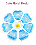 FHORAIN porte-pilules bleu avec compartiments grands, pratique pour vitamines et compléments.
