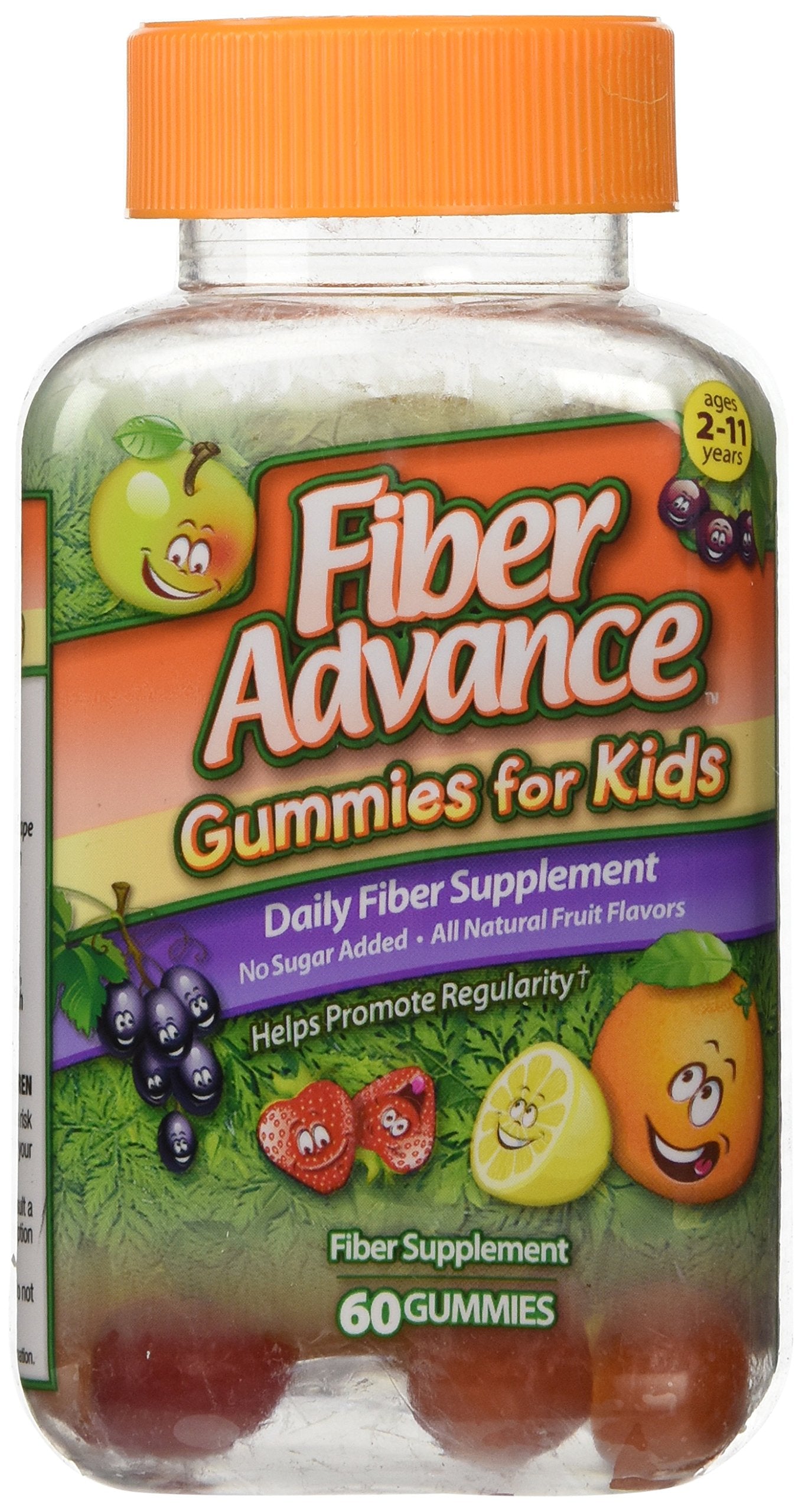 Gommes Fiber Advance en bouteille, goût apprécié par les enfants et pratique à emporter.