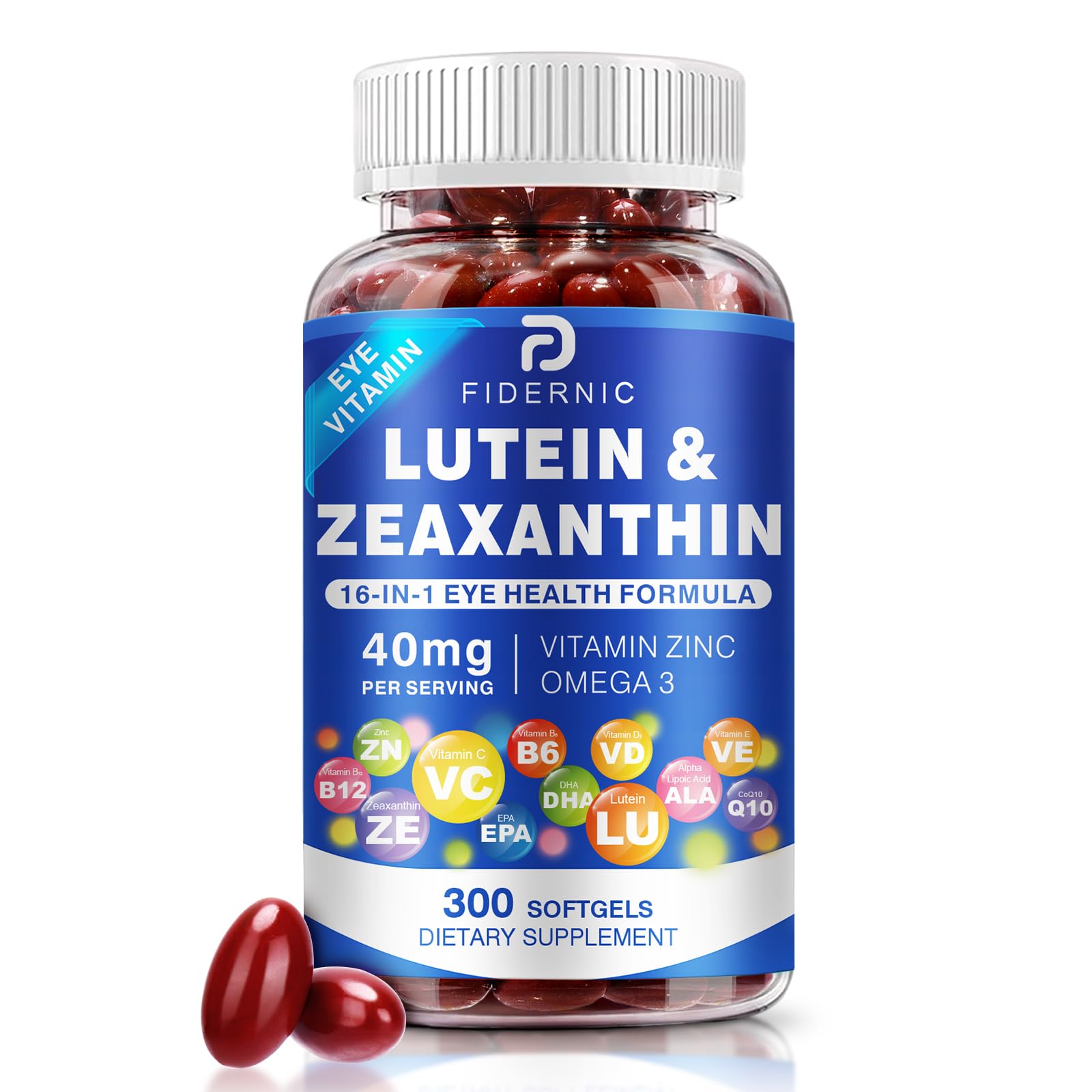 FIDERNIC lutéine et zéaxanthine – bouteille et gélules pour le confort visuel