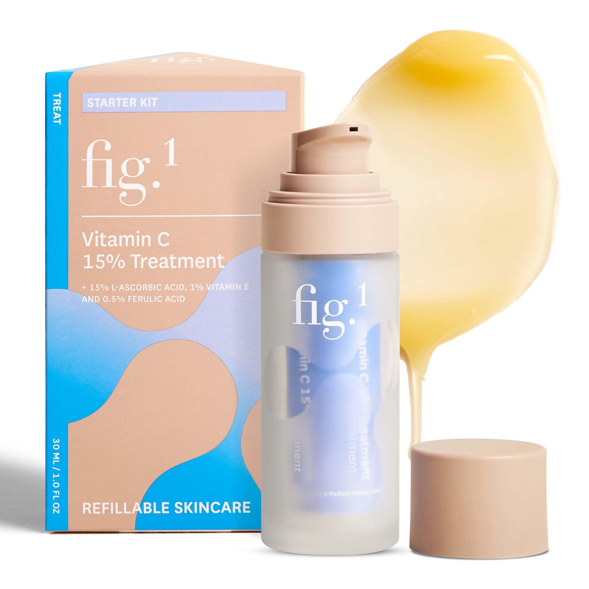 Fig.1 sérum vitamine C 15% dans bouteille-pompe, hydratation efficace pour le visage