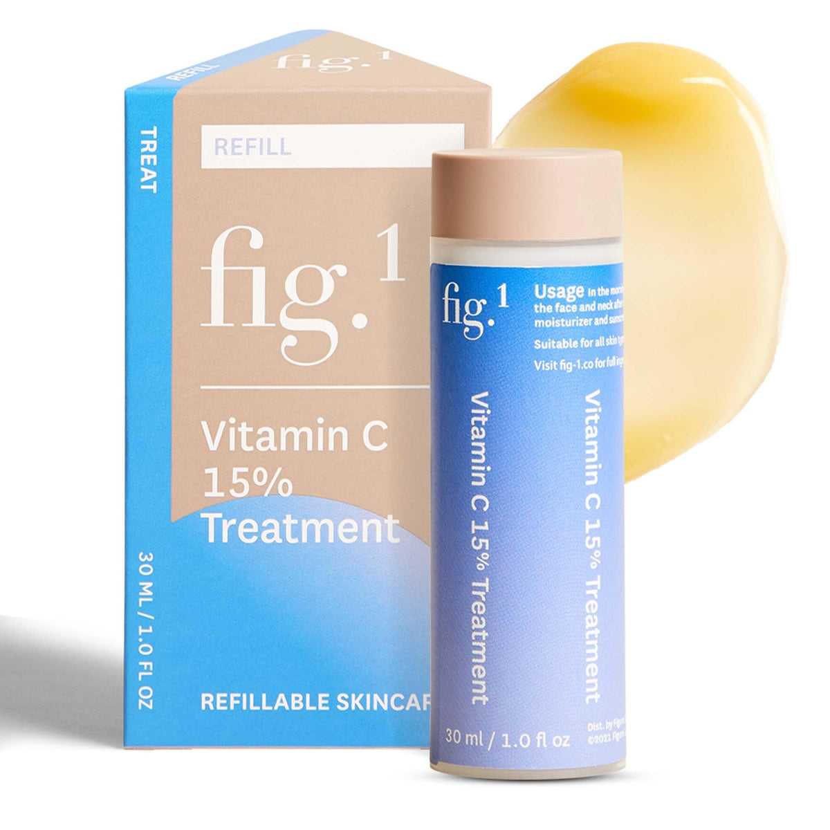 Fig.1 Sérum vitamine C 15% – cartouche de recharge pour réduire les déchets.