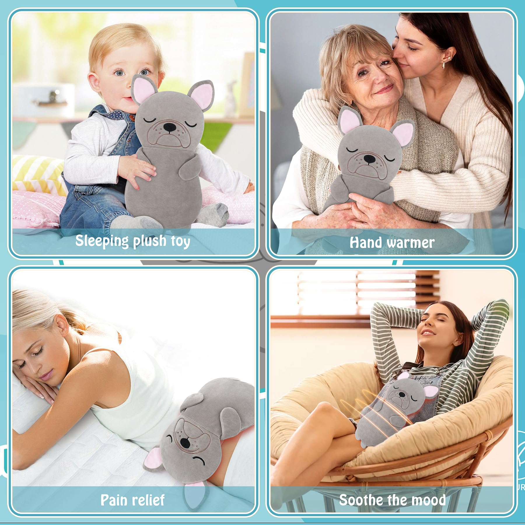 Cadeau parfait Fighting to Achieve, peluche chauffante Bulldog pour tous.