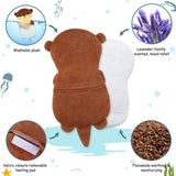 Sachet chaleur amovible sur la peluche loutre, facilité de réchauffage et d’utilisation.