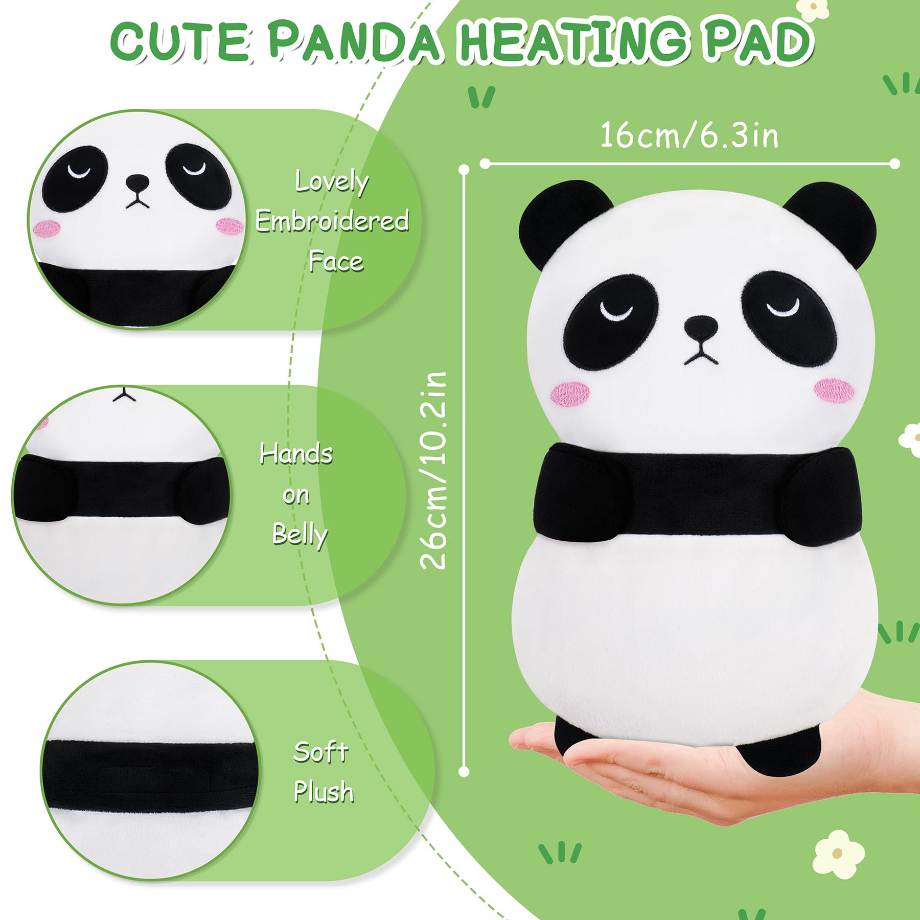 Panda chauffant Fighting to Achieve, peluche avec housse amovible pour chaleur chaude.