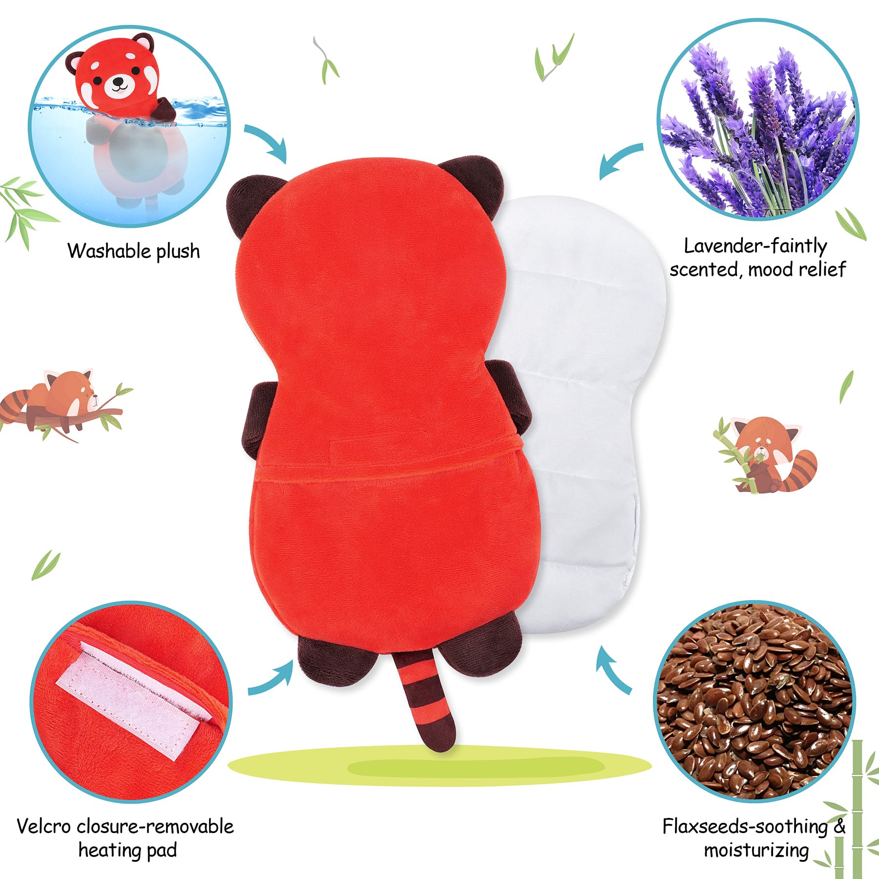 Panda rouge sur les épaules et le dos, chaleur ciblée pour détente.