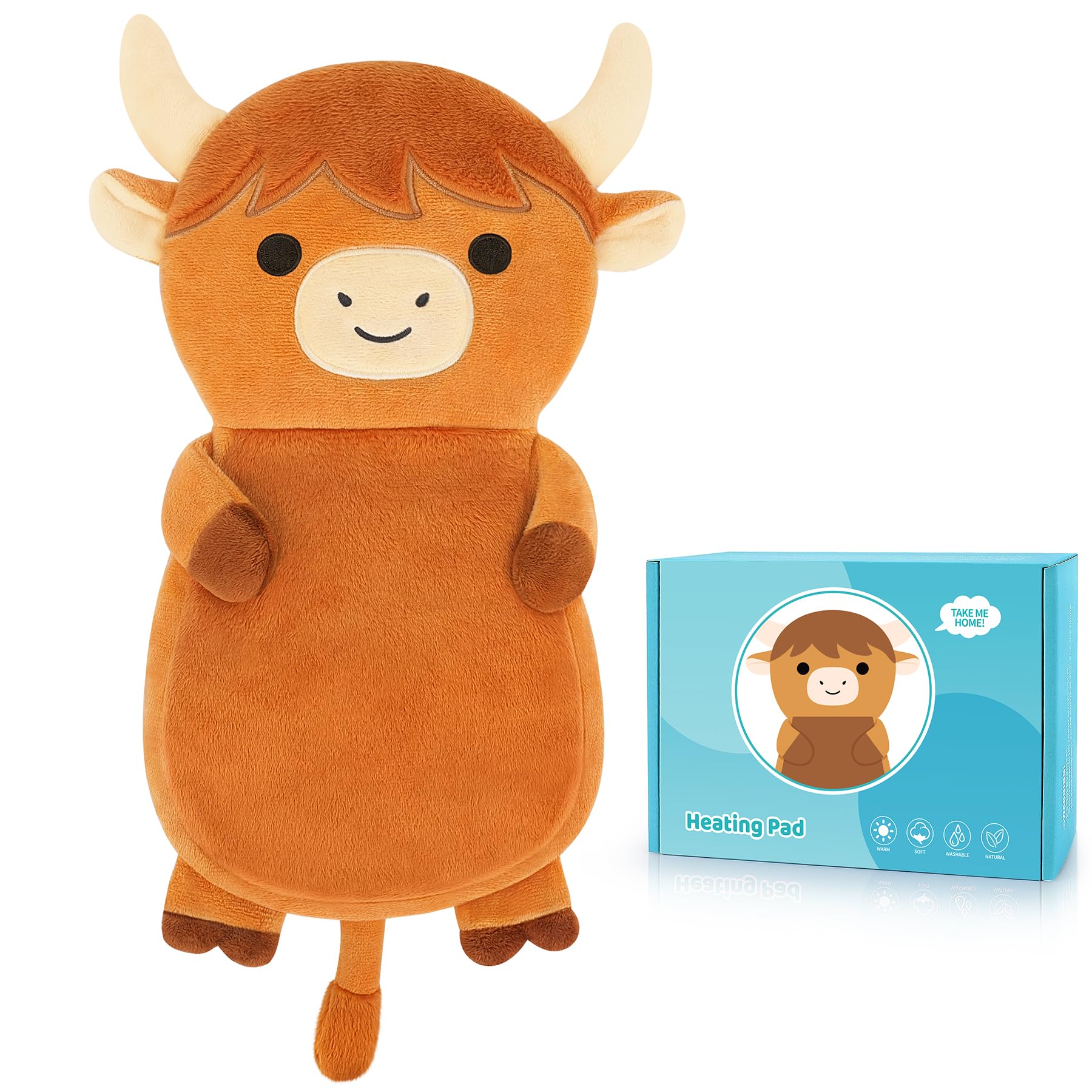 Coussin Fighting to Achieve peluche vache Highland avec chaleur douce et portable.