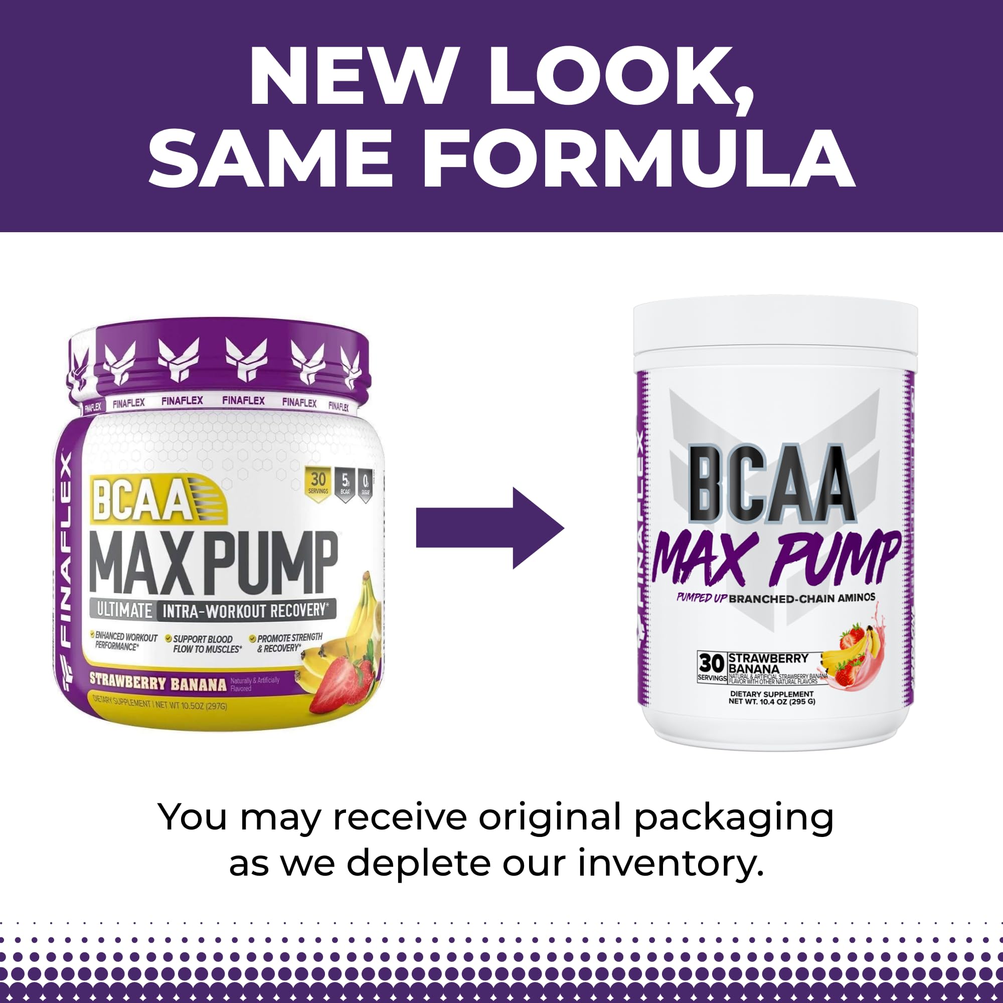 Étiquette Fraise Banane FINAFLEX BCAA MAX PUMP – saveur fruitée.
