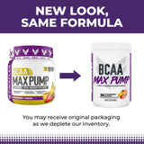 Étiquette Fraise Banane FINAFLEX BCAA MAX PUMP – saveur fruitée.