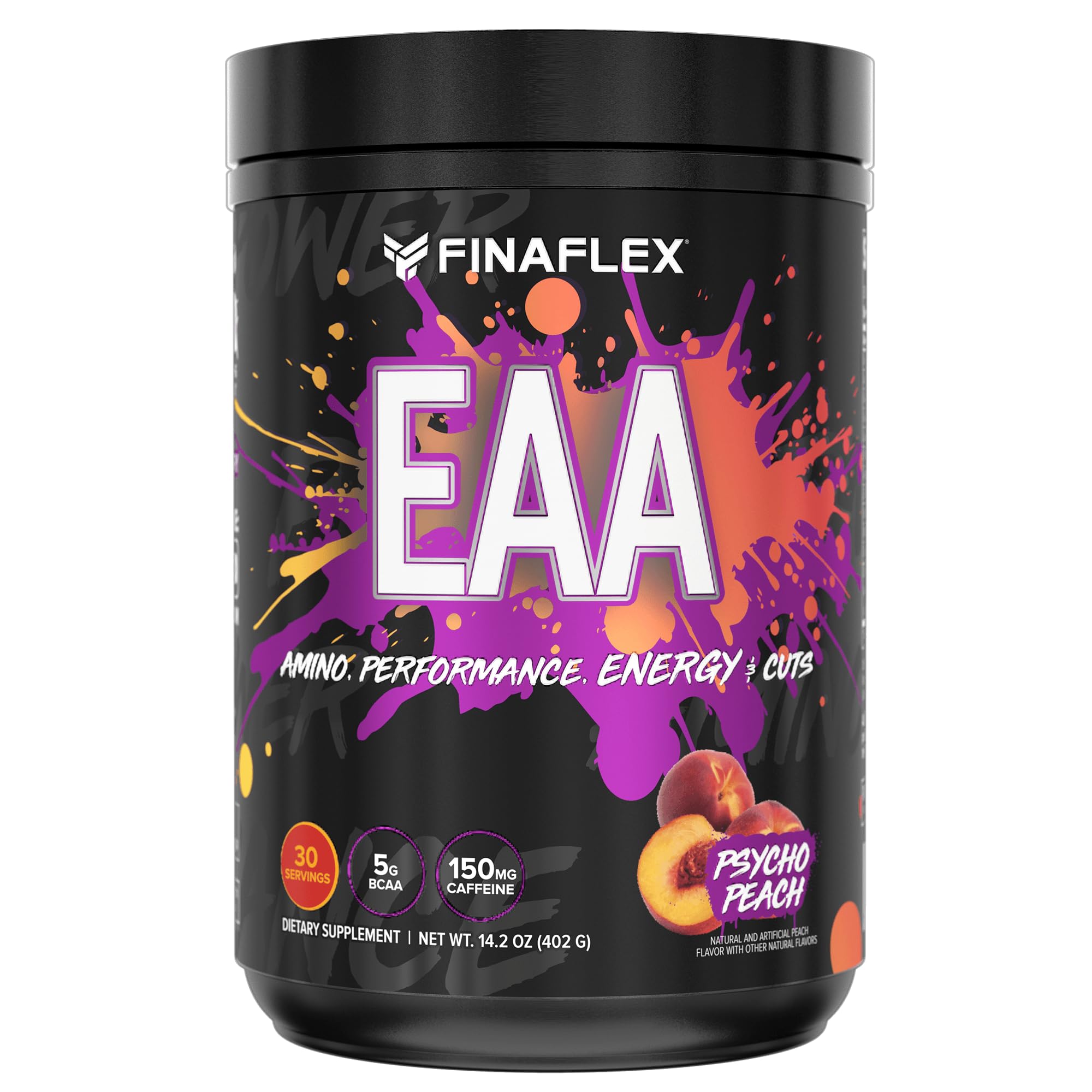 FINAFLEX EAA Psycho Peach – bouteille montrant énergie pour l'entraînement et performance.