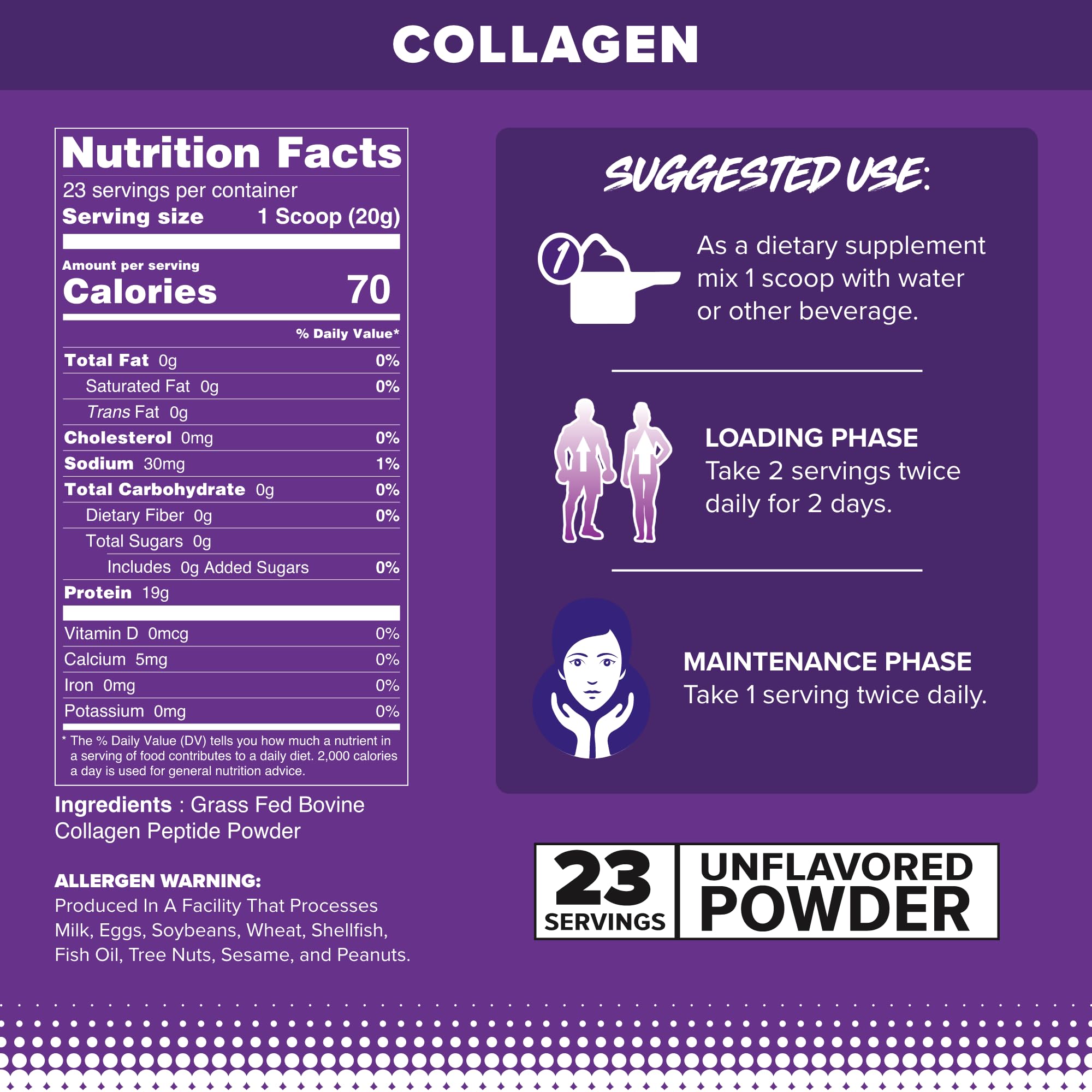 FINAFLEX Pure Collagen bocal 1lb, boîtage pratique et refermable pour une utilisation régulière.