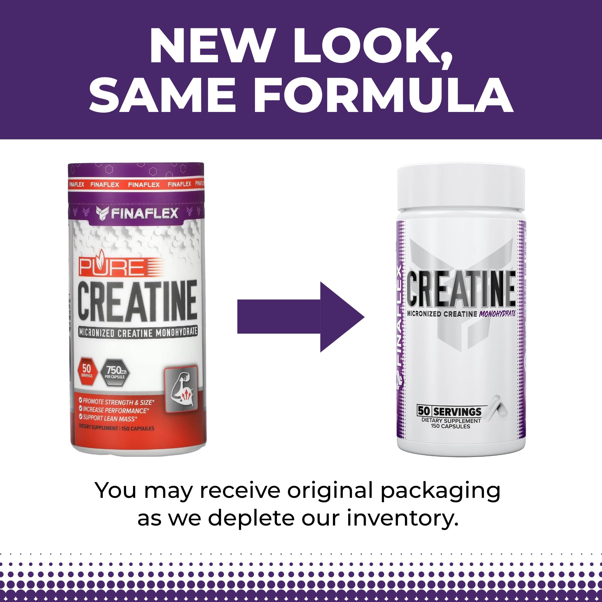 FINAFLEX Pure Créatine - étiquette affichant pureté et absence d’additifs.
