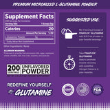 FINAFLEX Glutamine Pur — bouteille ouverte, dosage facilité après l'entraînement.