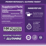 Étiquette clair – FINAFLEX Pure Glutamine sans additifs pour une nutrition simple.