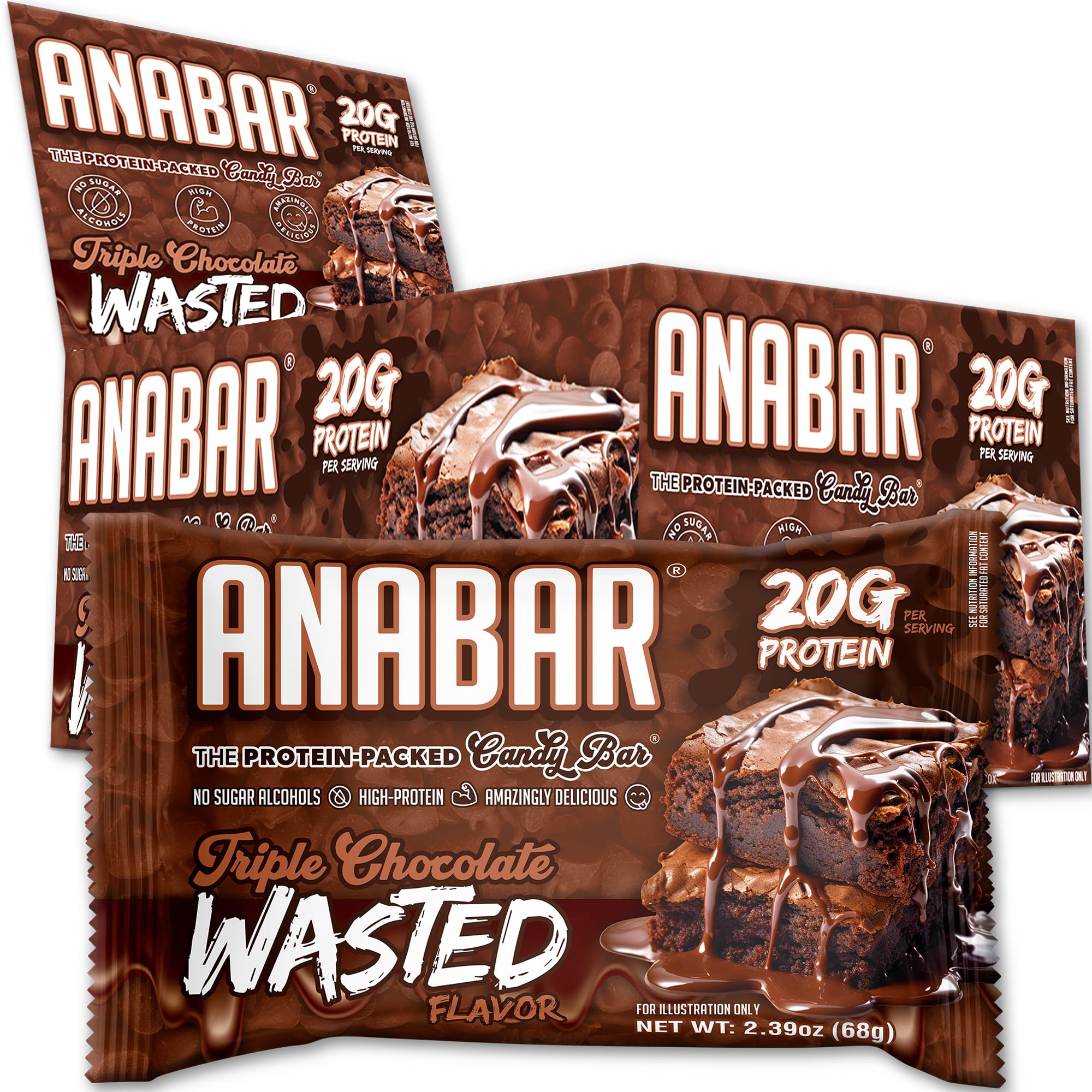Barre Anabar Triple Chocolate Wasted dans son emballage, snack pratique pour démarrer la journée.