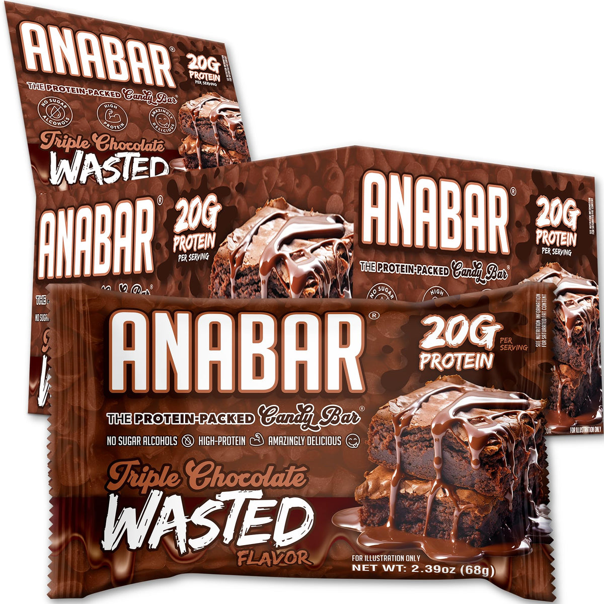 Barre Anabar Triple Chocolate Wasted dans son emballage, snack pratique pour démarrer la journée.