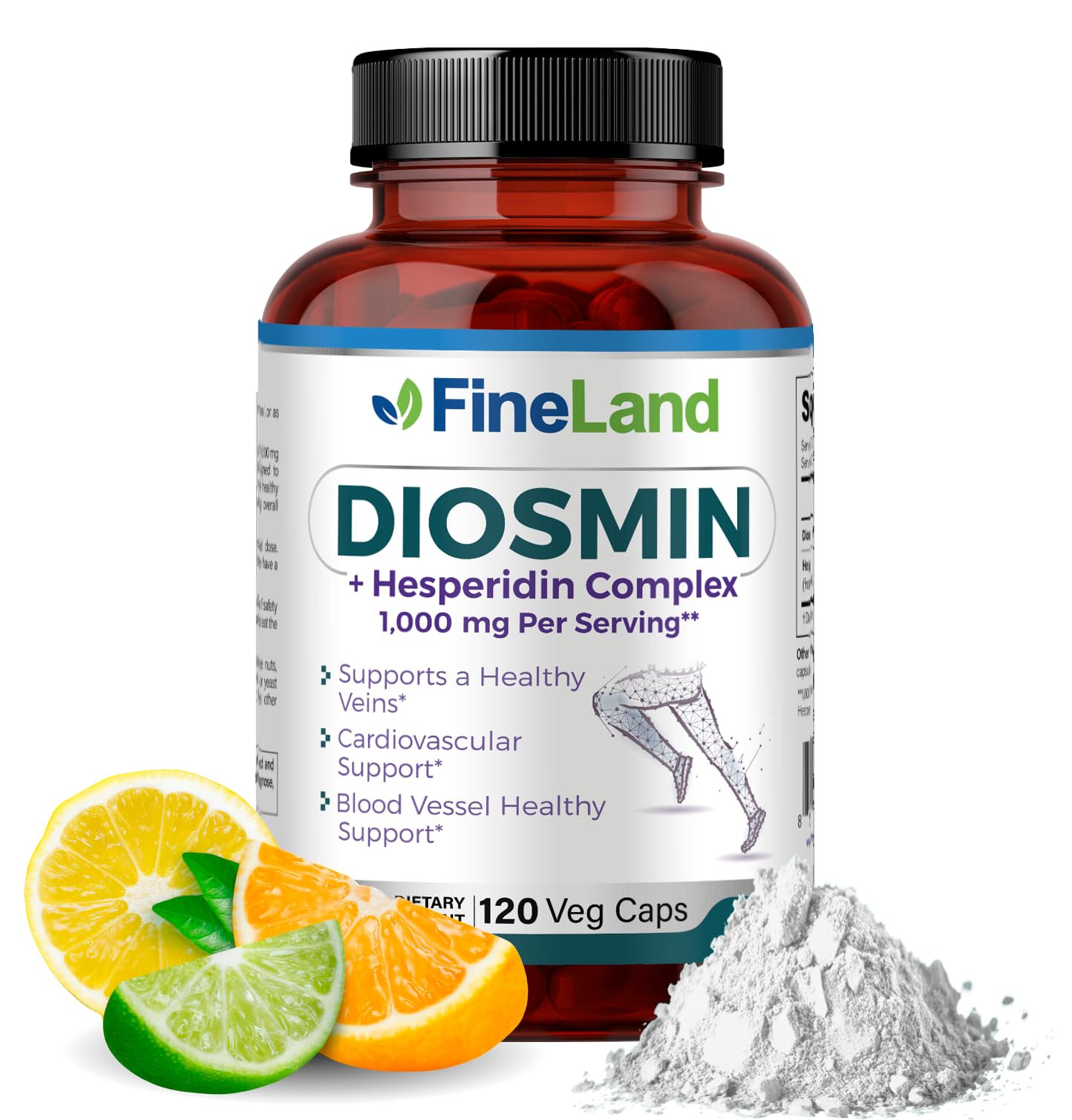 FineLand Diosmin & Hespéridine: bouteille claire, soutien potentiel à la circulation.