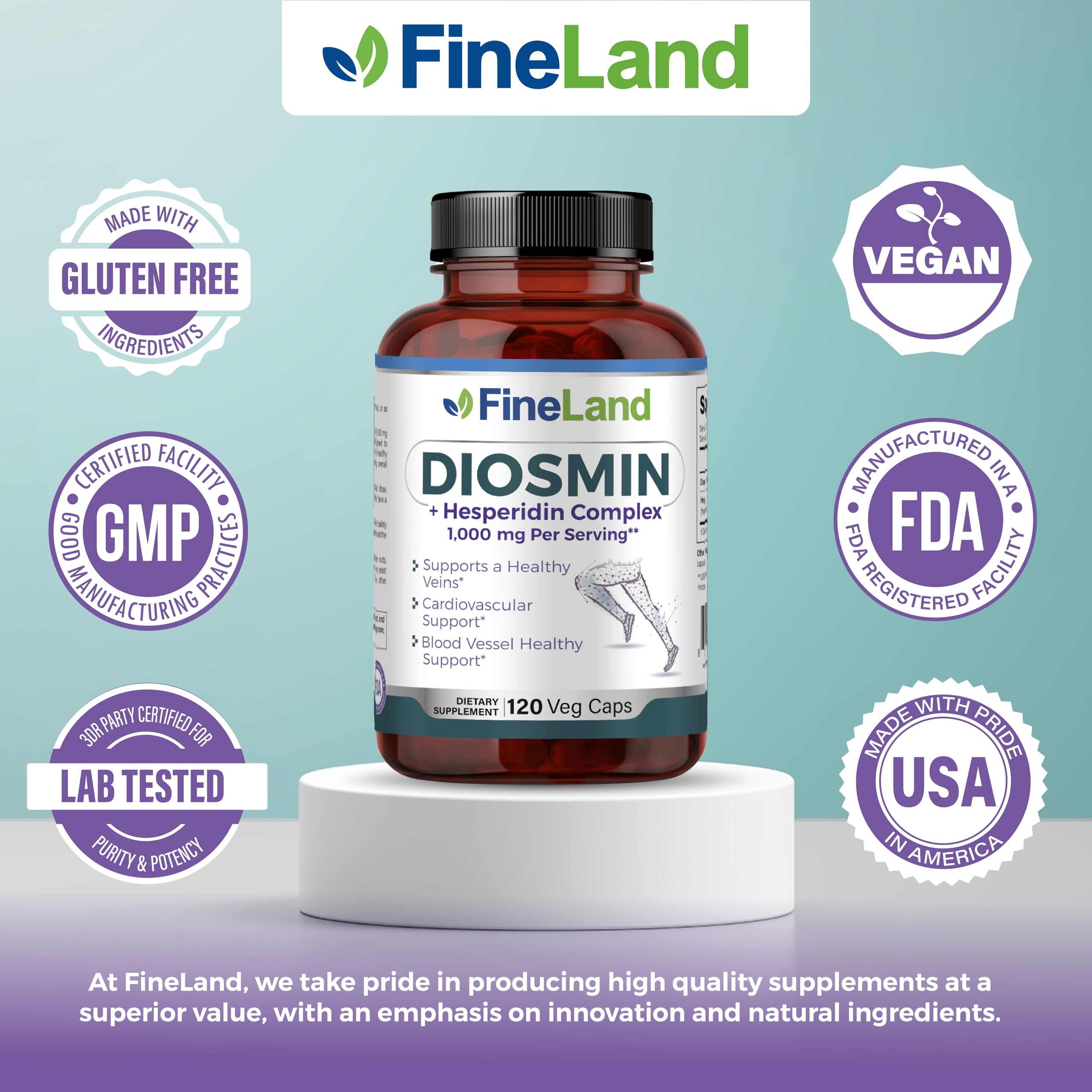 FineLand Diosmin & Hespéridine: ingrédients naturels mis en avant dans la formule.