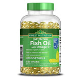 Boîte Finest Nutrition demi-taille huile-poisson 1200 mg, bouteille prête à doser pour un soutien cardiaque potentiel.