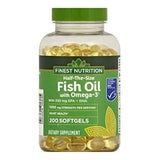 Finest Nutrition huile poisson 1200 mg — bouteille de gélules pour un apport quotidien pratique.