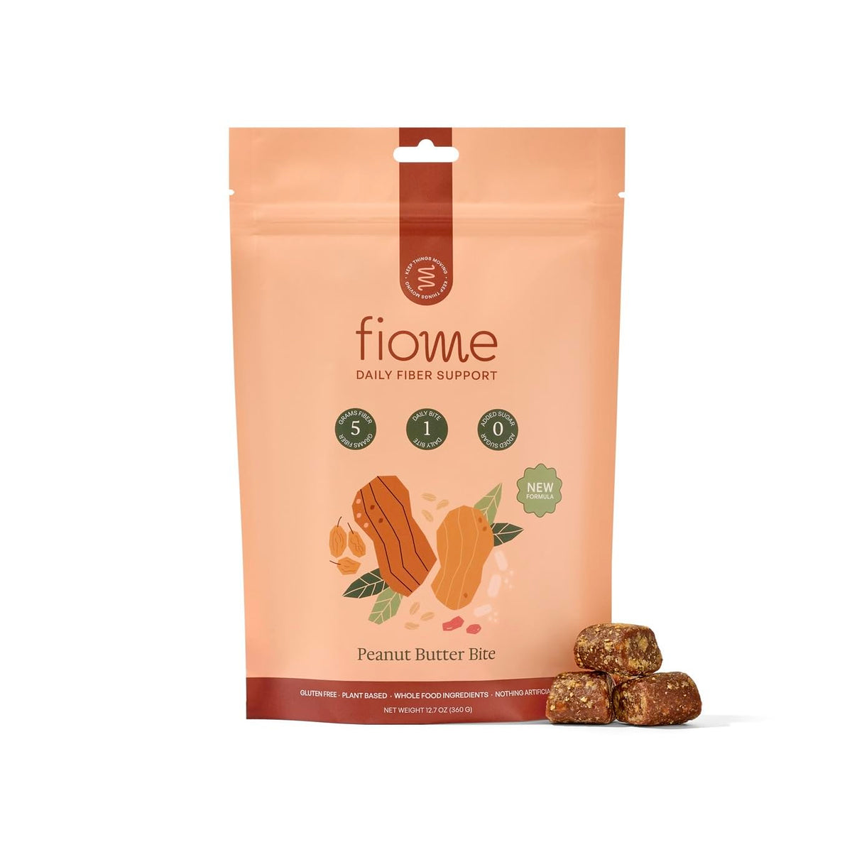 Fiome Fiber Bites : bouchée fibre saveur beurre de cacahuète, pratique pour l'apport quotidien en fibres.