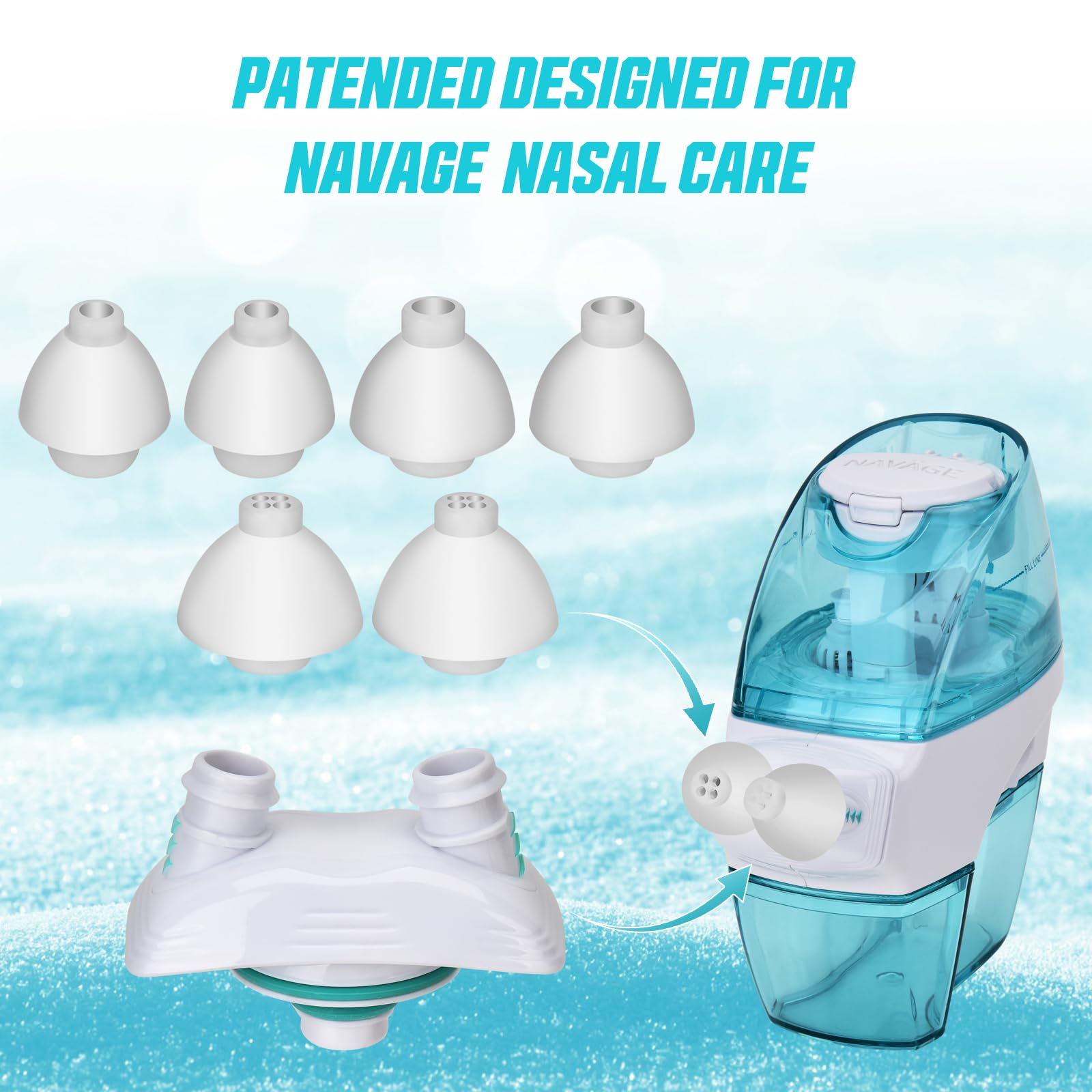 Coussinets nasaux silicone FireAnt – trois tailles pour un ajustement confortable.