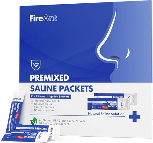 FireAnt sachets saline pré-mélangés pour rinçage nasal, confort quotidien.