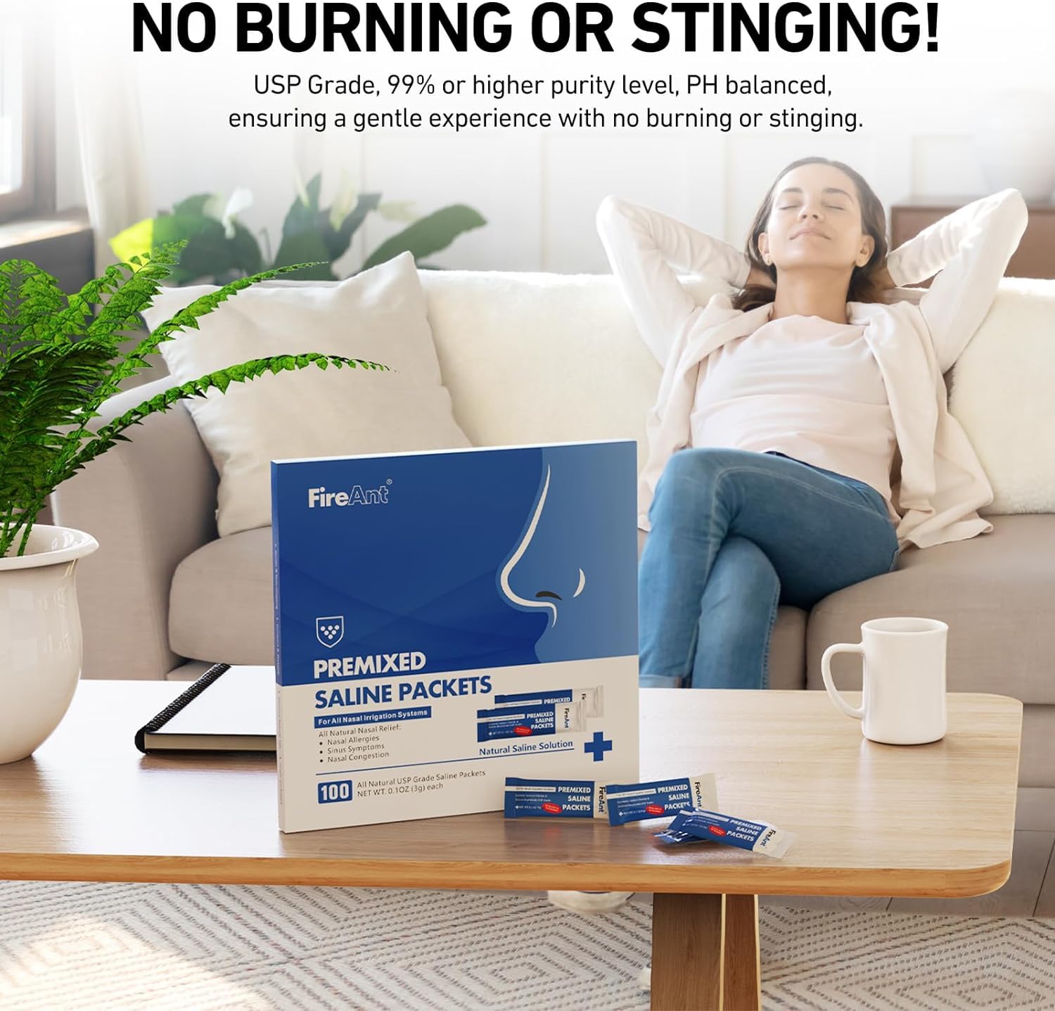FireAnt sachets saline rinçage sinus – dissolution rapide pour une préparation sans effort.