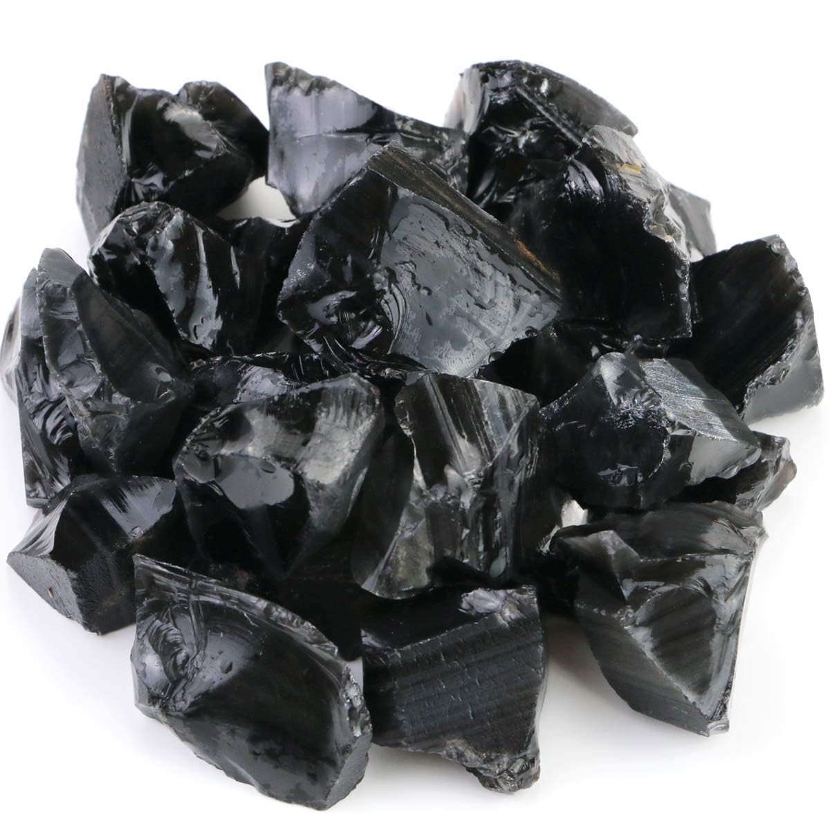 FIREBOOMOON obsidienne noire brute, pierre pour méditation et travail sur les chakras.