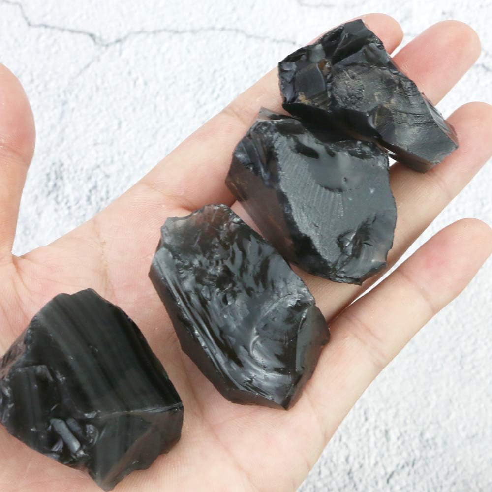 FIREBOOMOON obsidienne noire brute, parfaite pour décoration intérieure et collection minéraux.