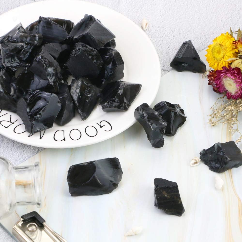 FIREBOOMOON obsidienne noire brute, pièce décorative naturelle et source d'inspiration.