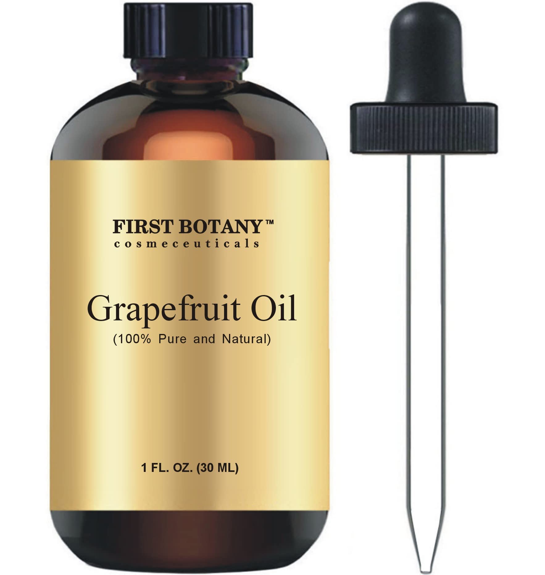 First Botany huile essentielle pamplemousse - bouteille claire pour aromathérapie.