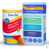 Gommes FIRST DAY pour enfants – bouteille montrant le produit, soutien digestif potentiel.