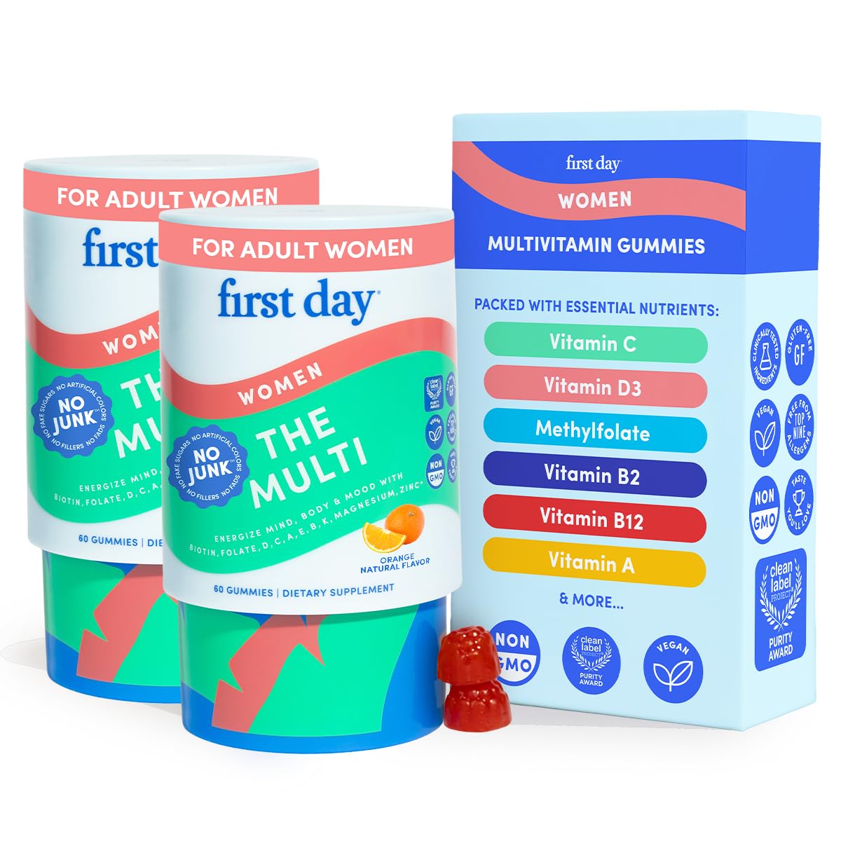 FIRST DAY Gummies pour femmes, énergie durable et concentration.