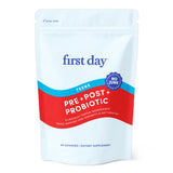FIRST DAY Tribiotic Gummies dans leur emballage, soutien digestif potentiel.