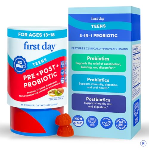Gommes FIRST DAY pour adolescents, emballage pratique pour la routine quotidienne.