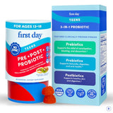 Gommes FIRST DAY pour adolescents, emballage pratique pour la routine quotidienne.