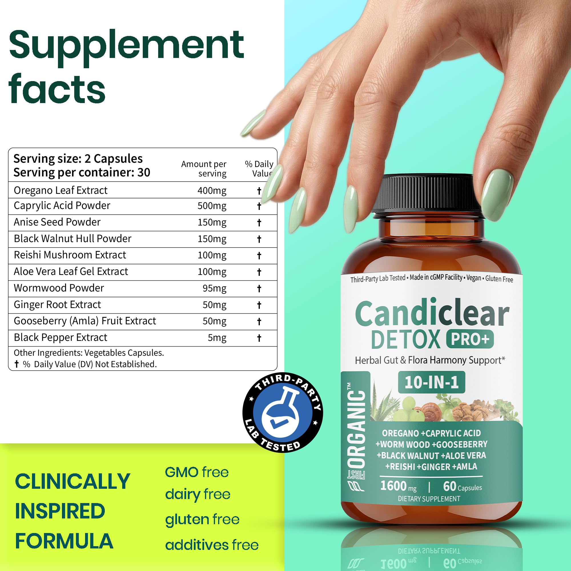 FIRSTORGANIC Candida Cleanse - emballage recyclable et démarche responsable.