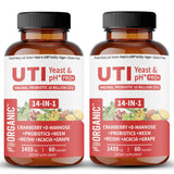FIRSTORGANIC UTI Yeast & pH Pro+ — Bouteilles visibles, hydratation potentielle et équilibre du pH.