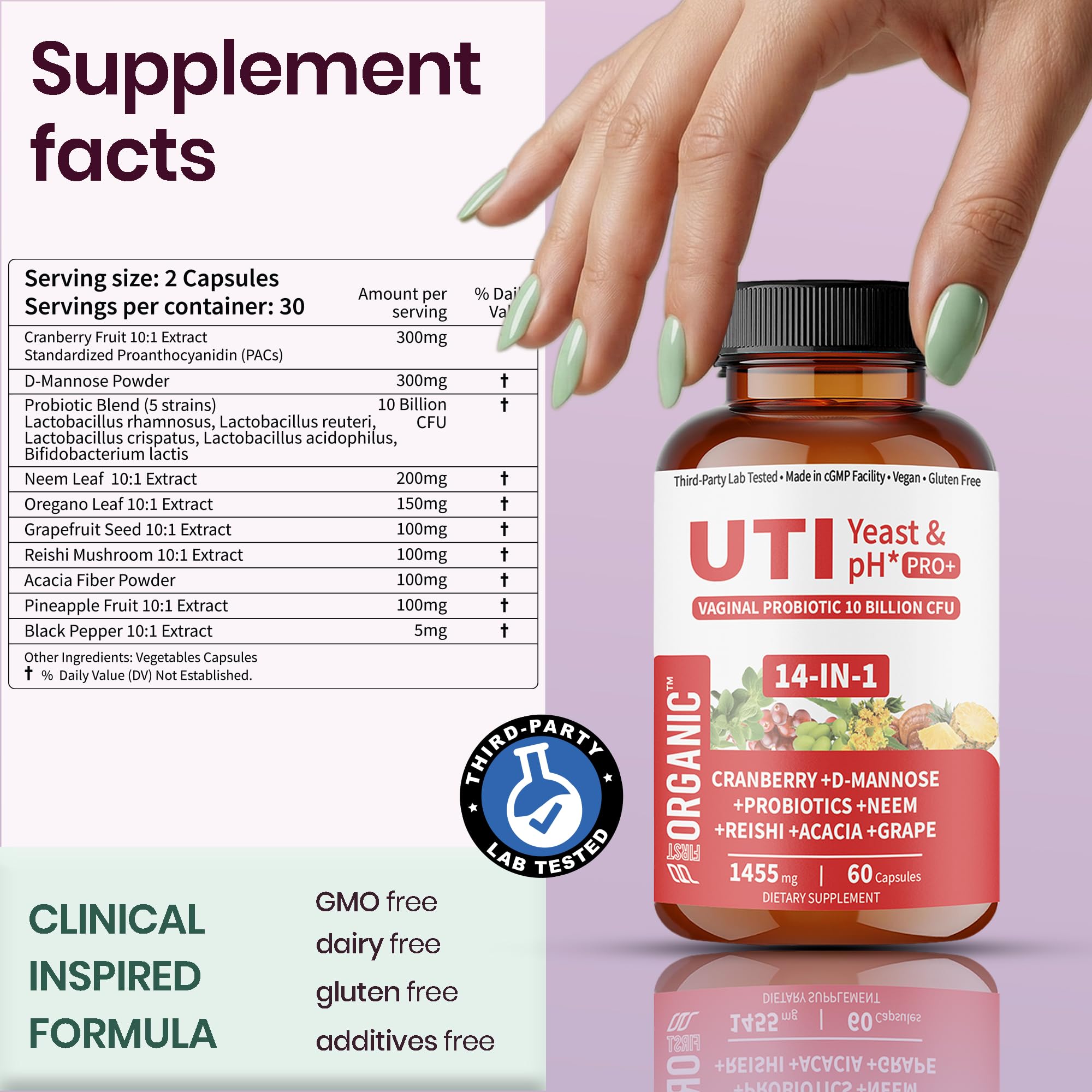 FIRSTORGANIC UTI Yeast & pH Pro+ — Extrait de pissenlit pour l équilibre hydrique.