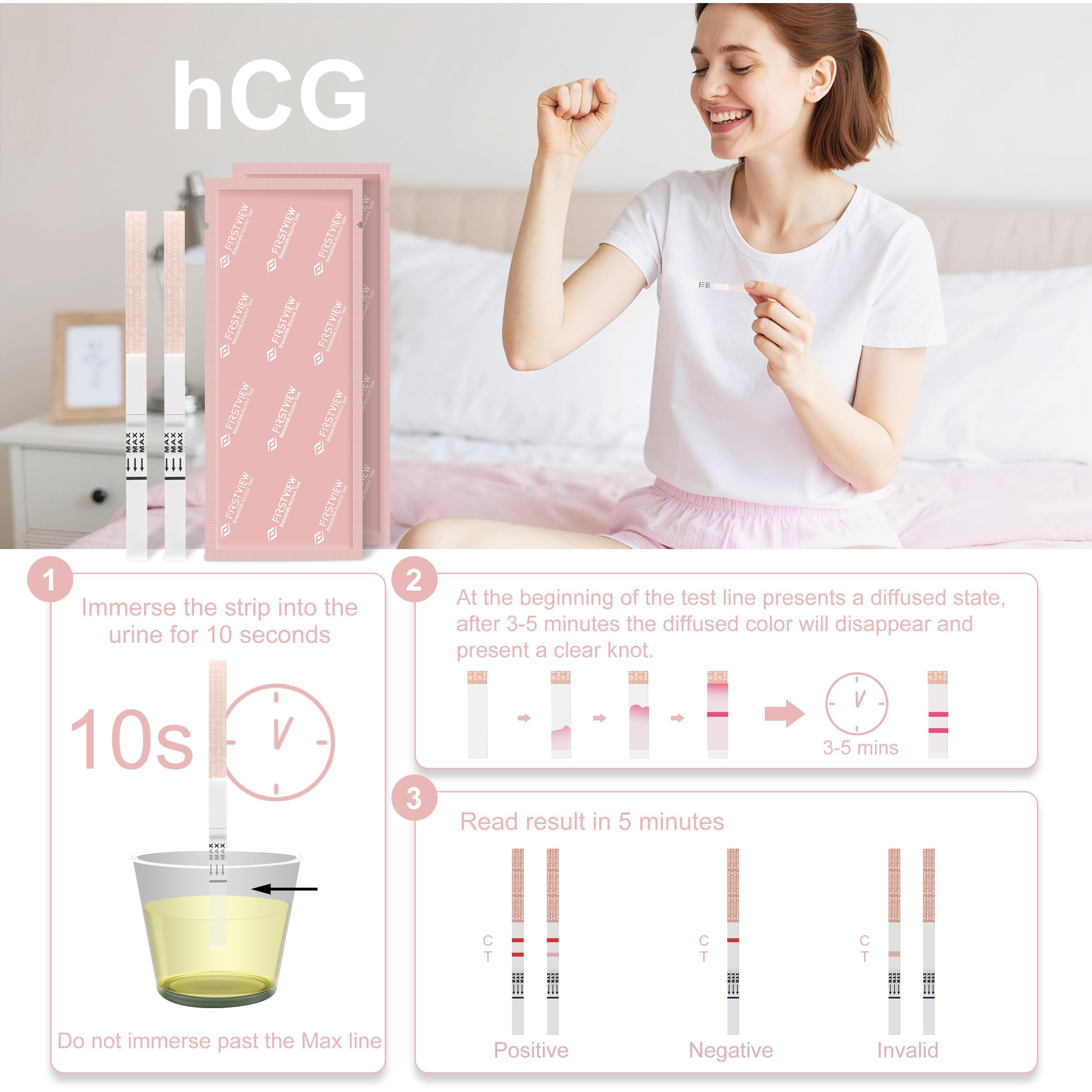 FIRSTVIEW test de grossesse - immersion dans urine en 10 secondes.
